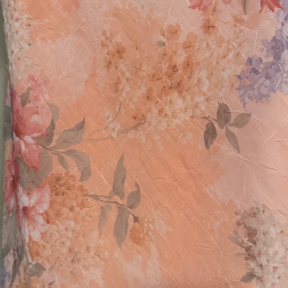 VTG Karin Stevens Sheer Overlay Sleeveless Peach Floral Fairy Midi Slip Dress 10 - Picture 3 of 8